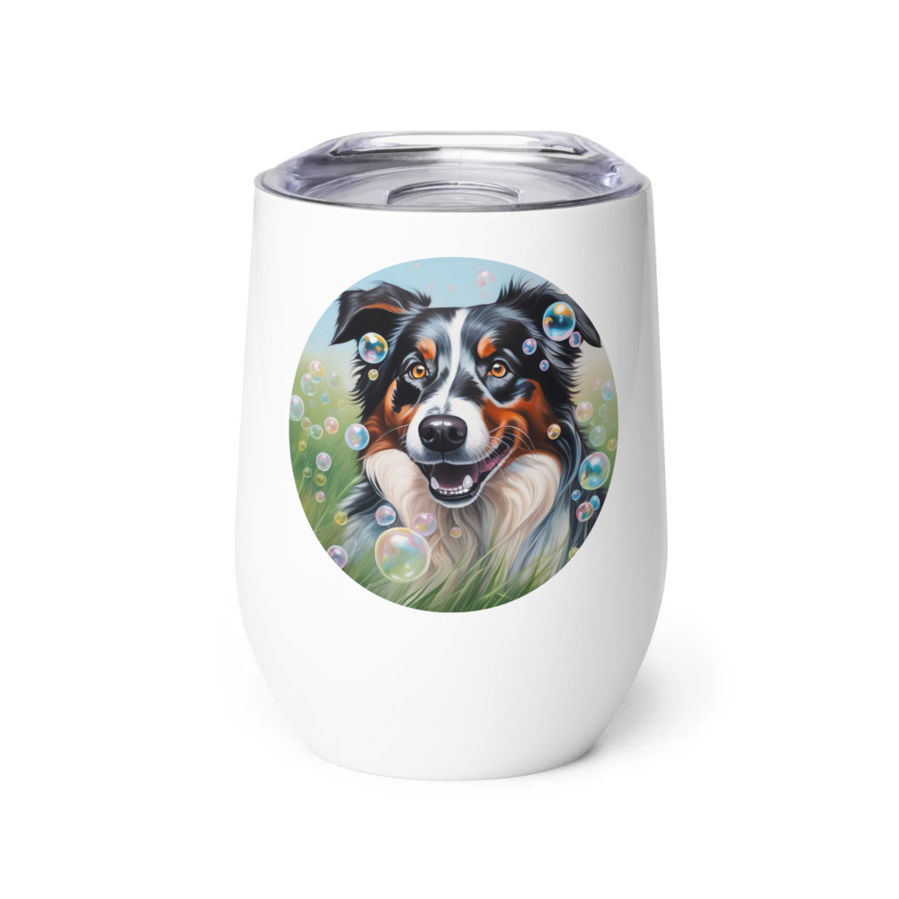 PugMug Custom Australian Shepherd Dog Wine Tumbler