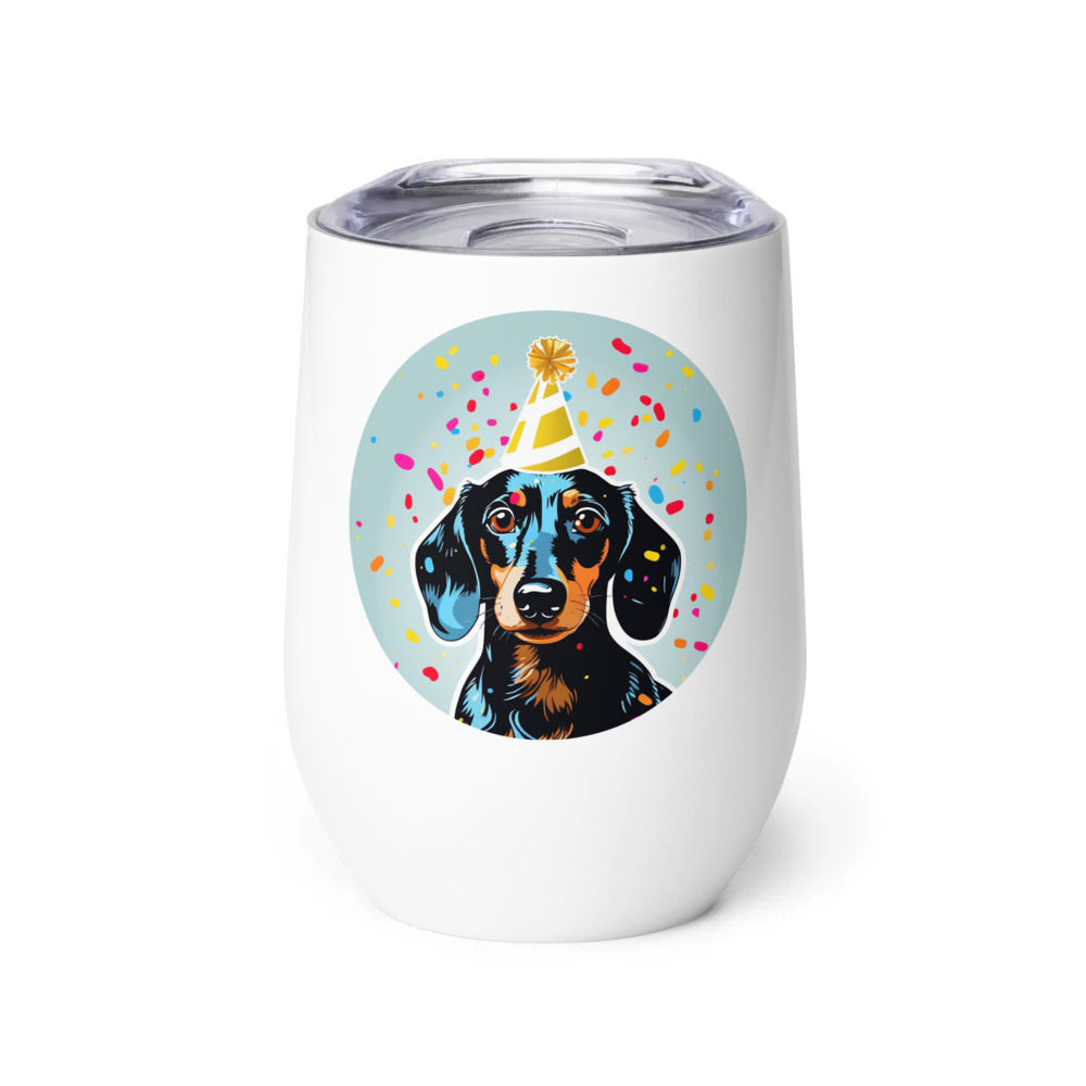 PugMug Custom Black Dachshund Wine Tumbler