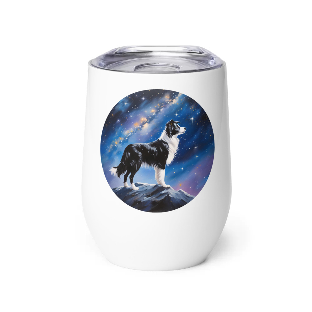PugMug Custom Border Collie Wine Tumbler