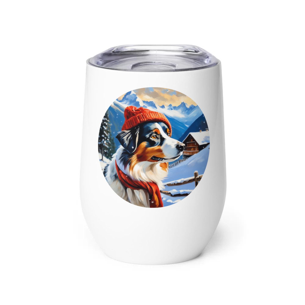 PugMug Custom Australian Shepherd Dog Wine Tumbler