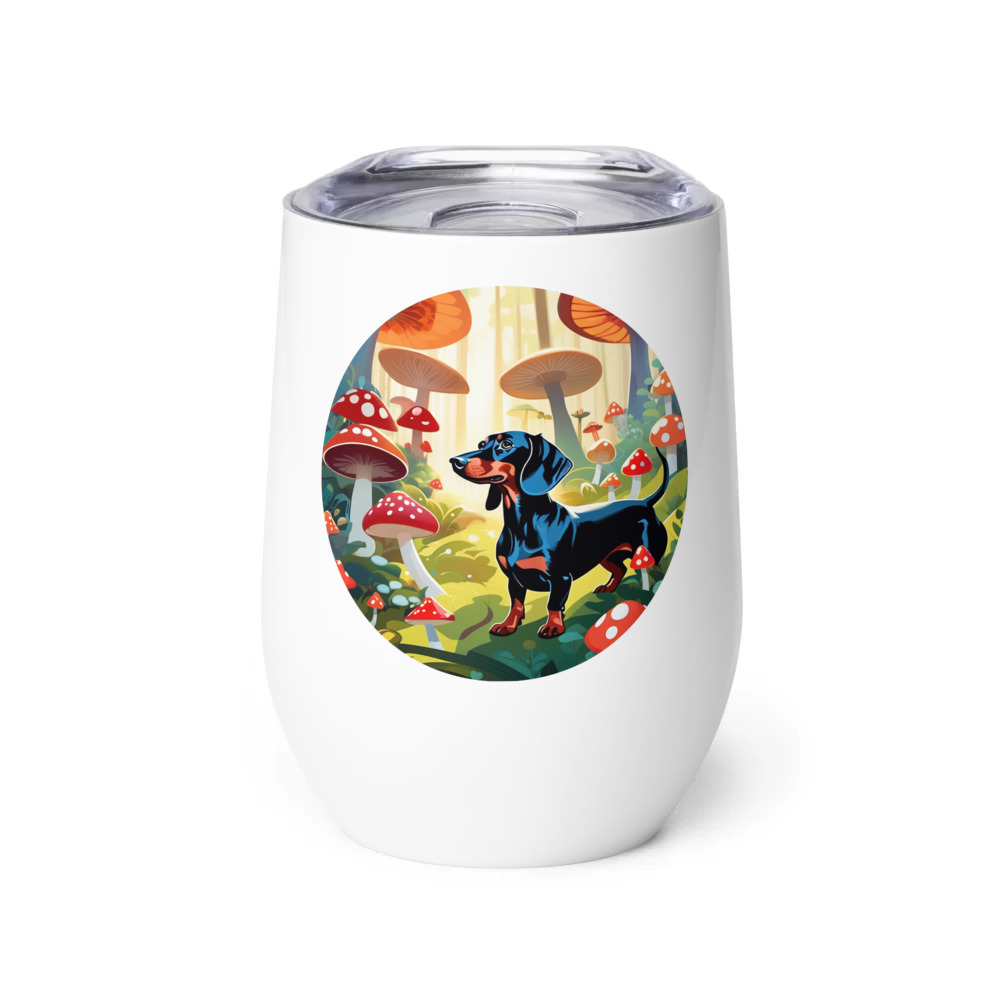 PugMug Custom Black Dachshund Wine Tumbler