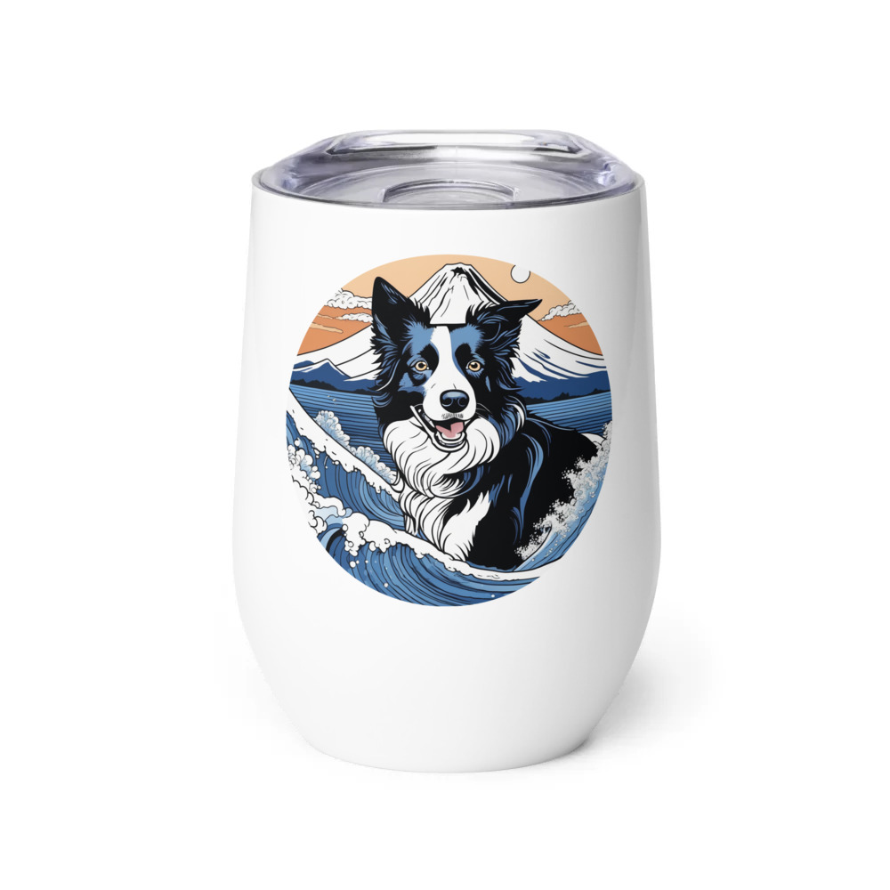 PugMug Custom Border Collie Wine Tumbler