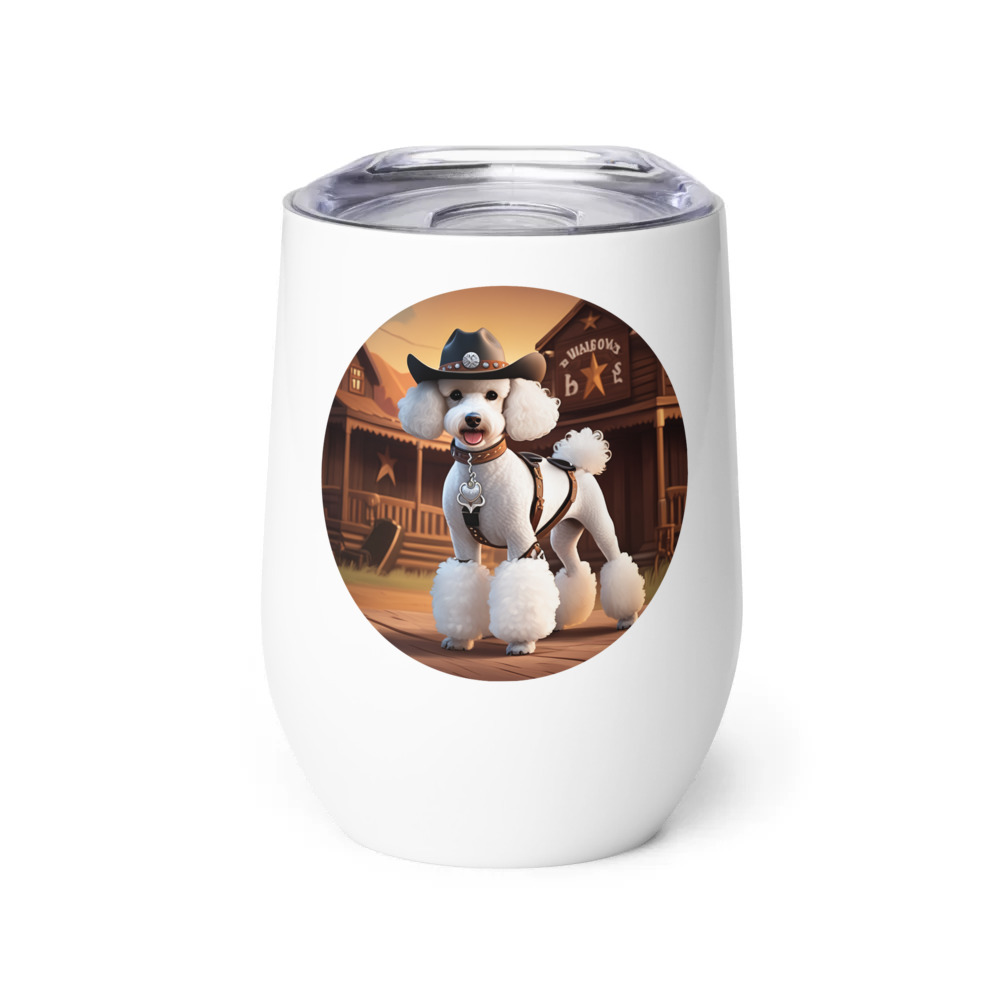 PugMug Custom White Poodle Wine Tumbler