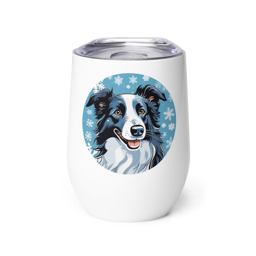 PugMug Custom Border Collie Wine Tumbler