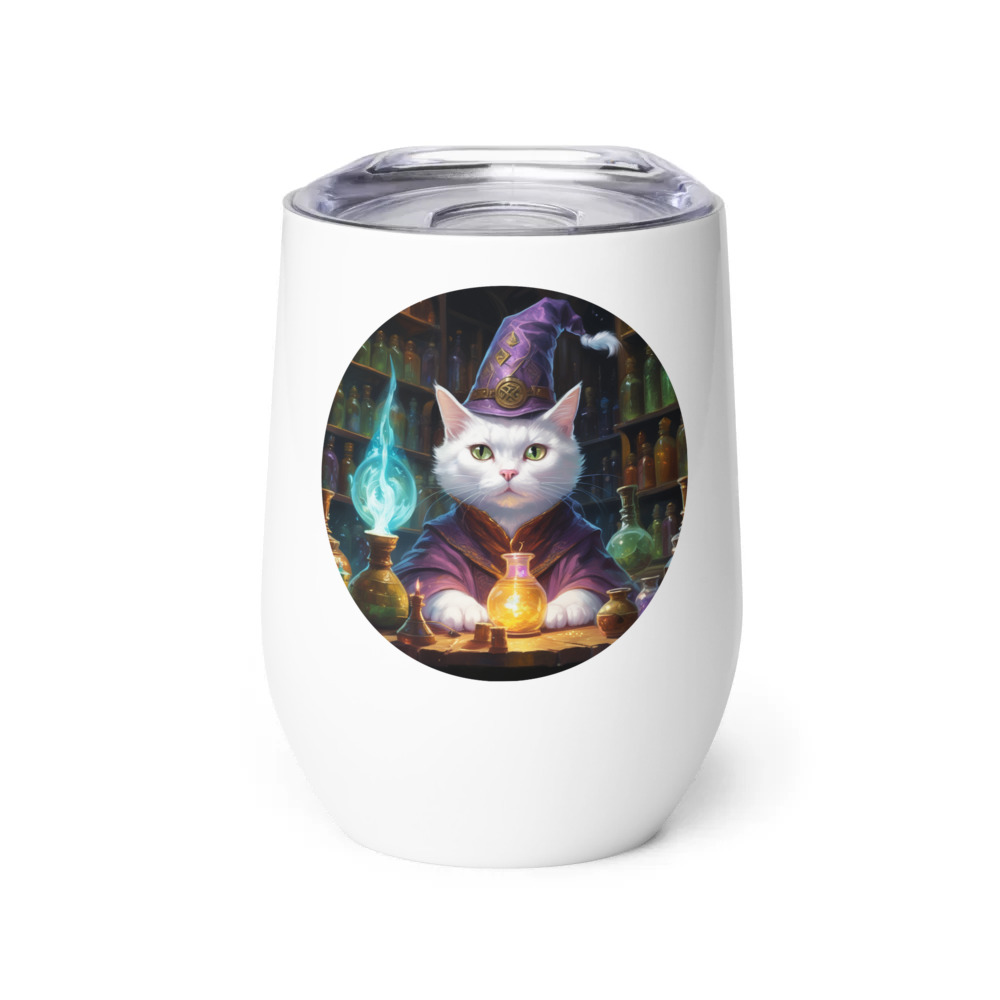 PugMug Custom White American Shorthair Cat Wine Tumbler