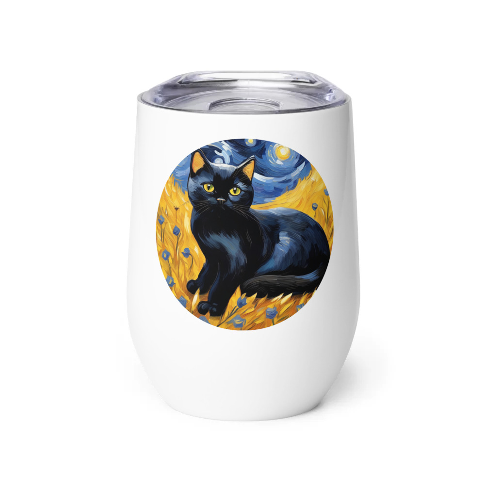 PugMug Custom Black British Shorthair Cat Wine Tumbler