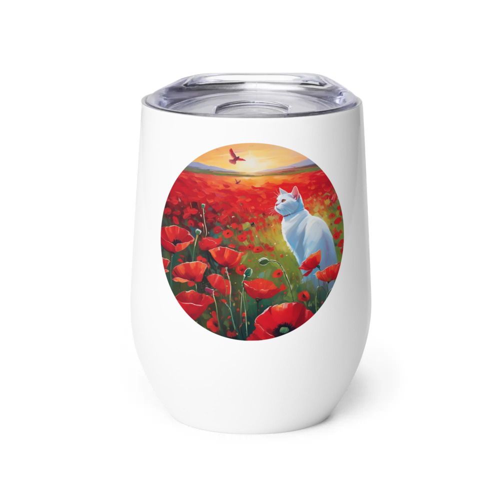PugMug Custom White Companion Cat Wine Tumbler