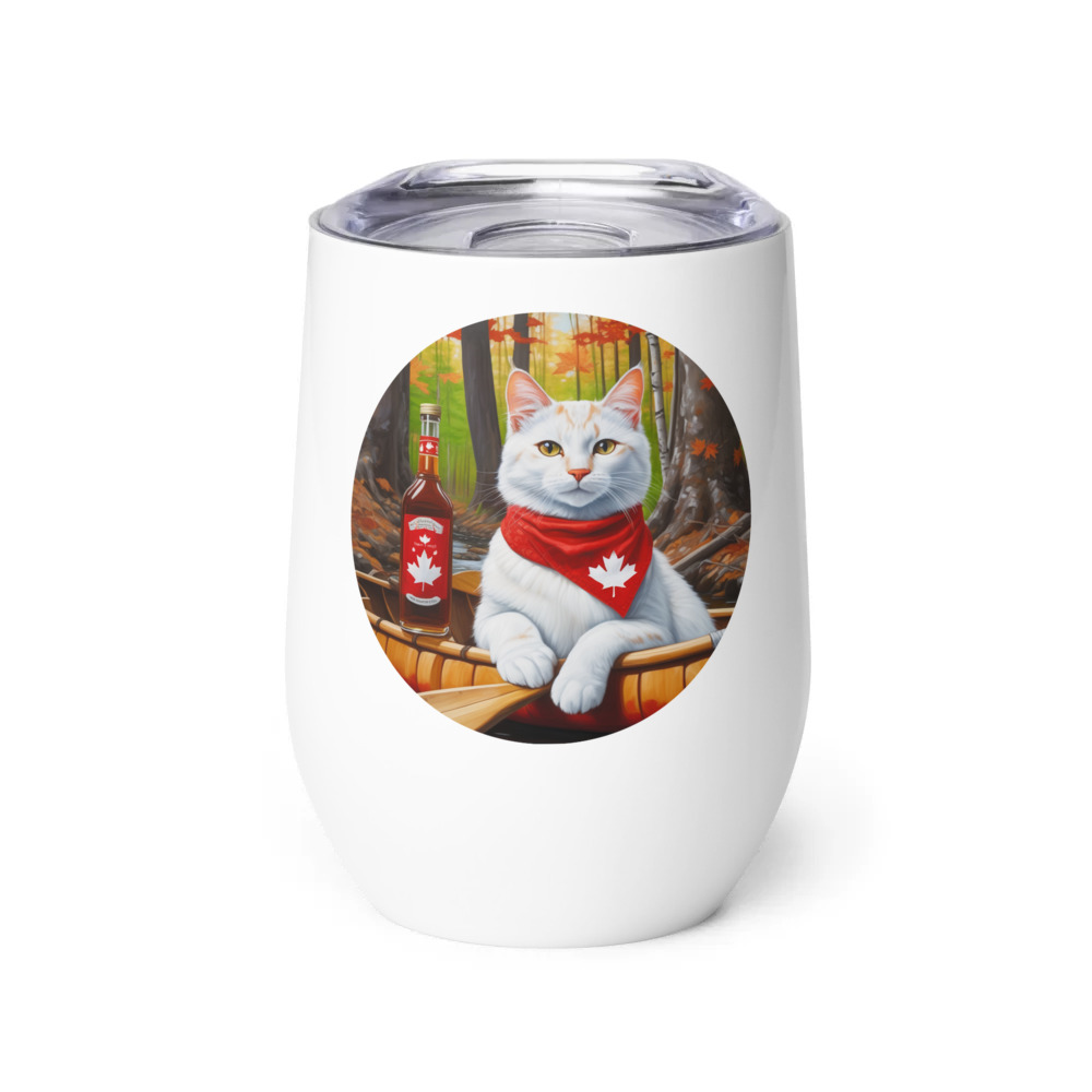 PugMug Custom White Companion Cat Wine Tumbler