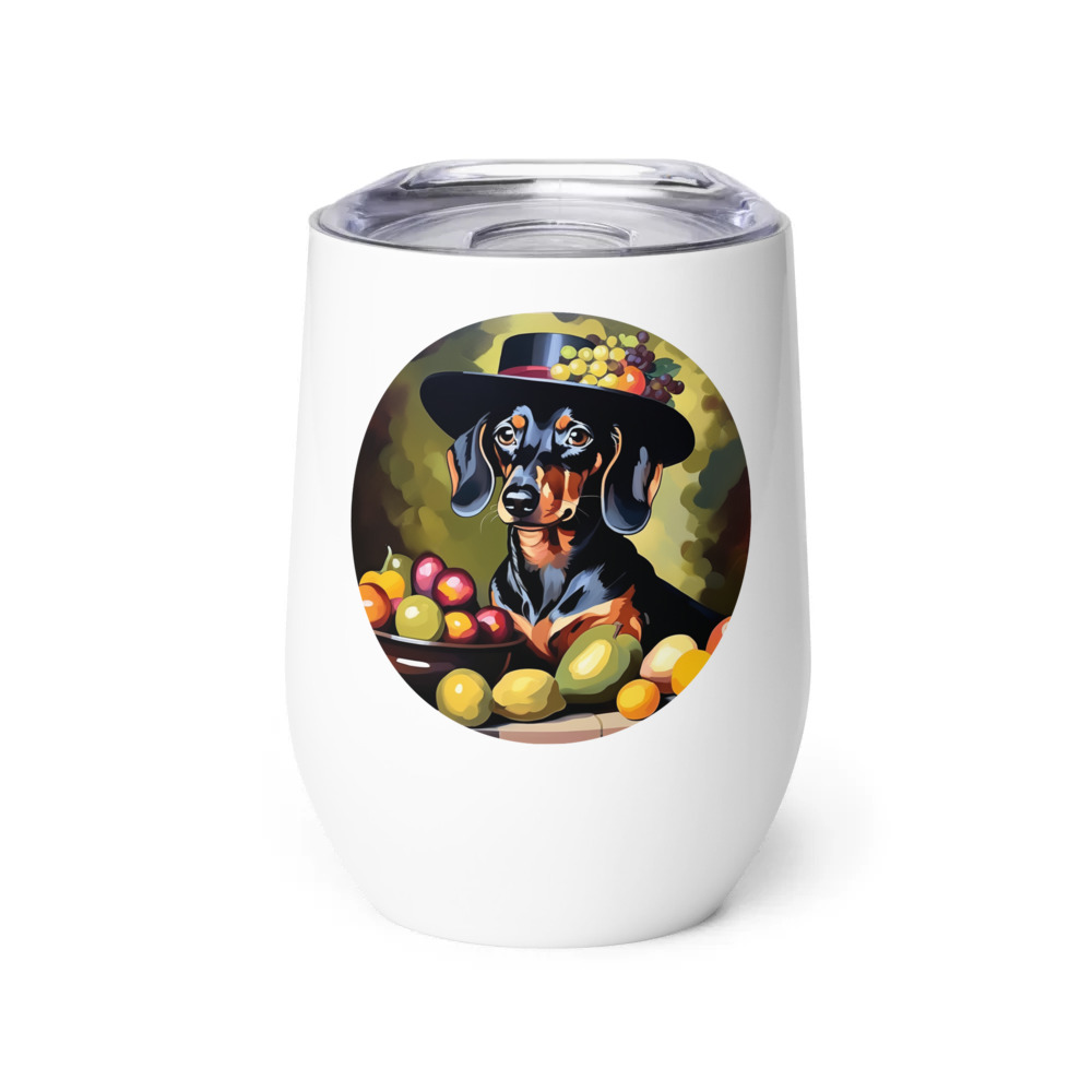 PugMug Custom Black Dachshund Wine Tumbler