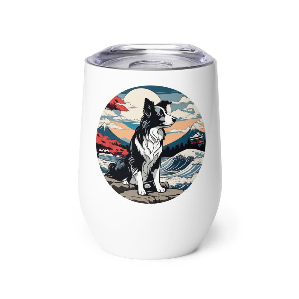 PugMug Custom Border Collie Wine Tumbler