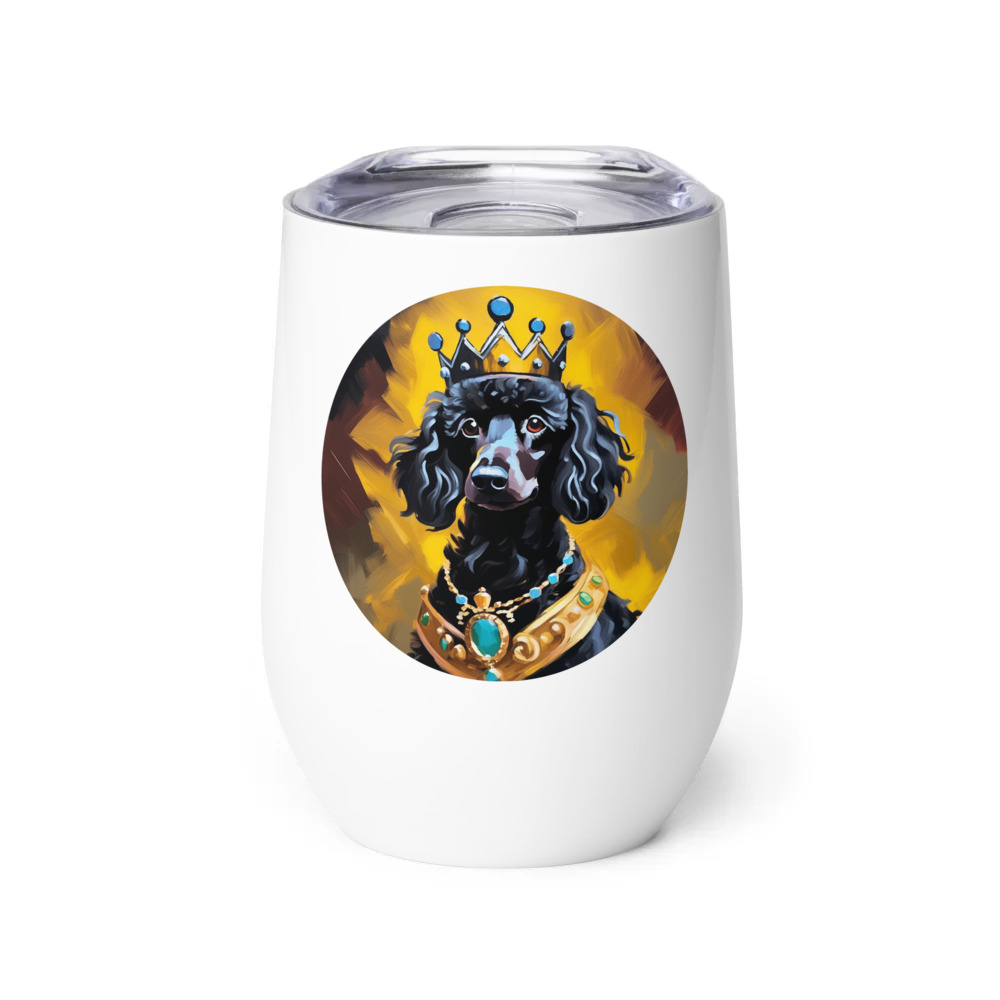 PugMug Custom Black Poodle Wine Tumbler
