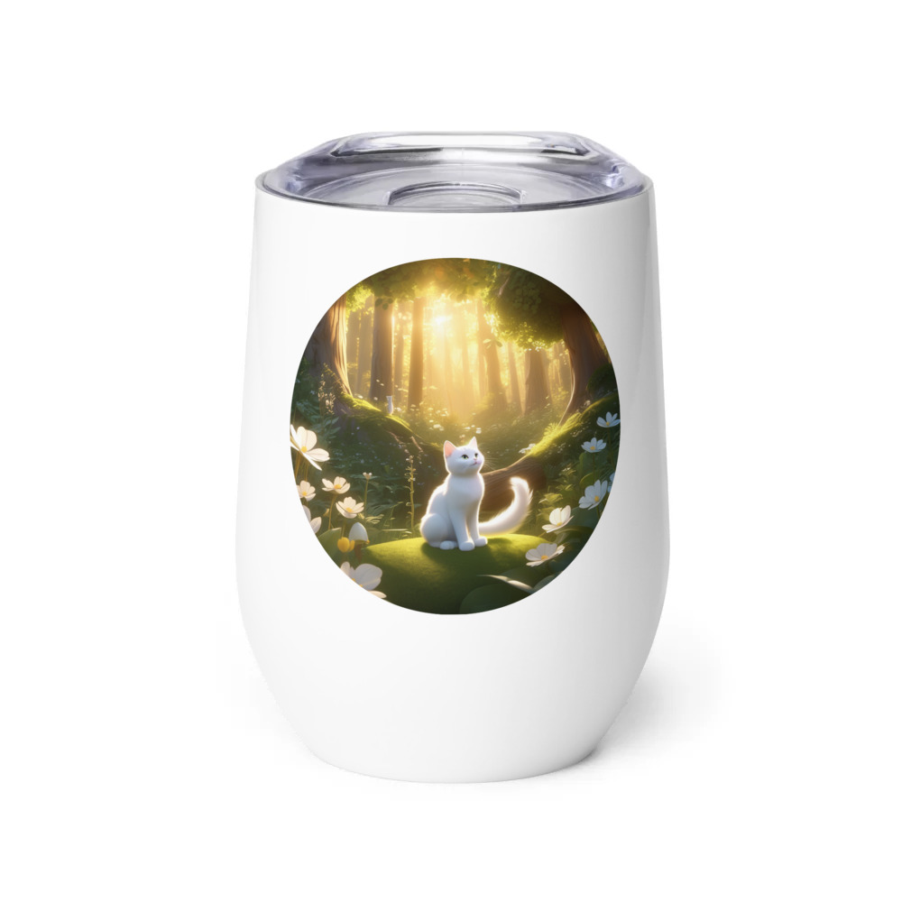 PugMug Custom White Companion Cat Wine Tumbler