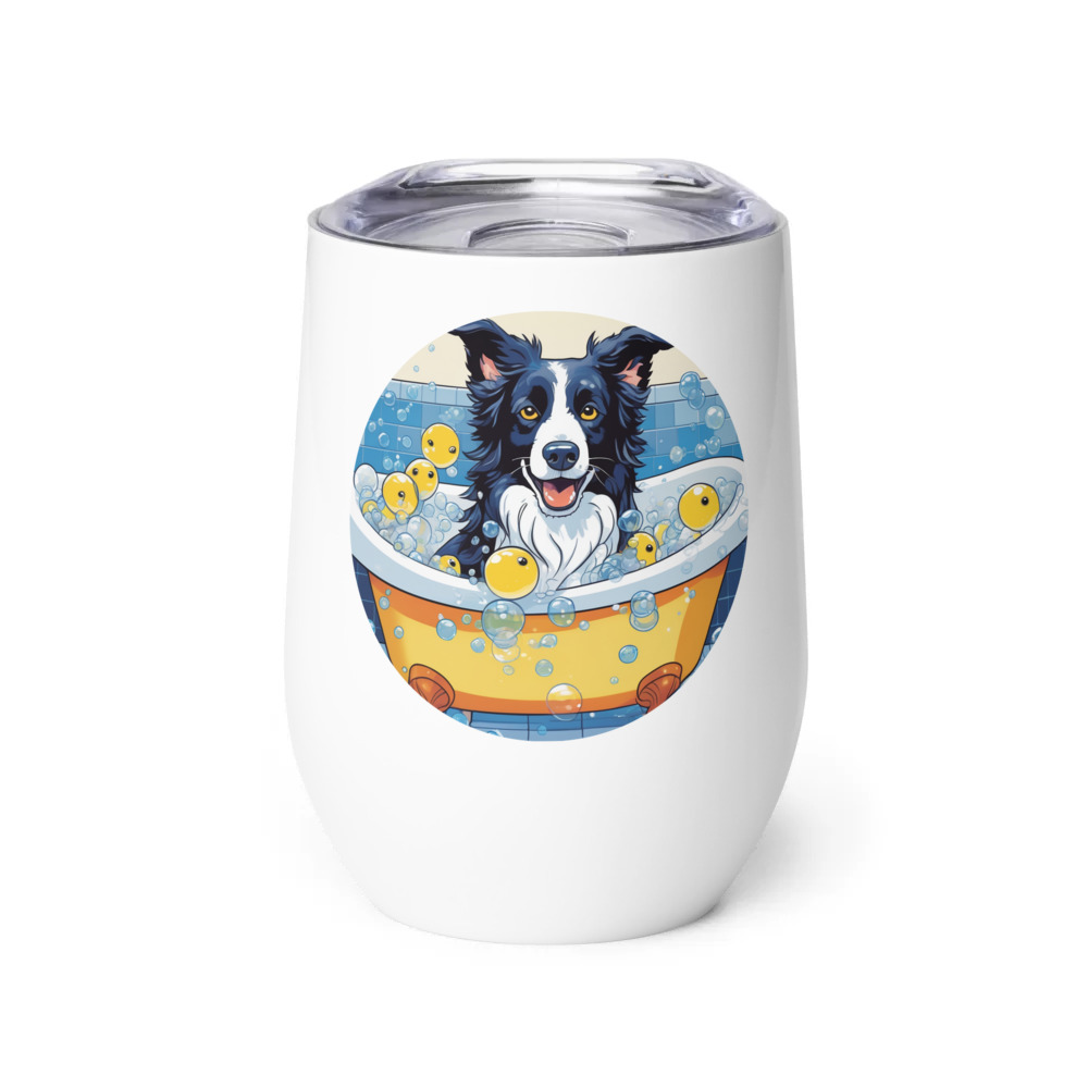 PugMug Custom Border Collie Wine Tumbler