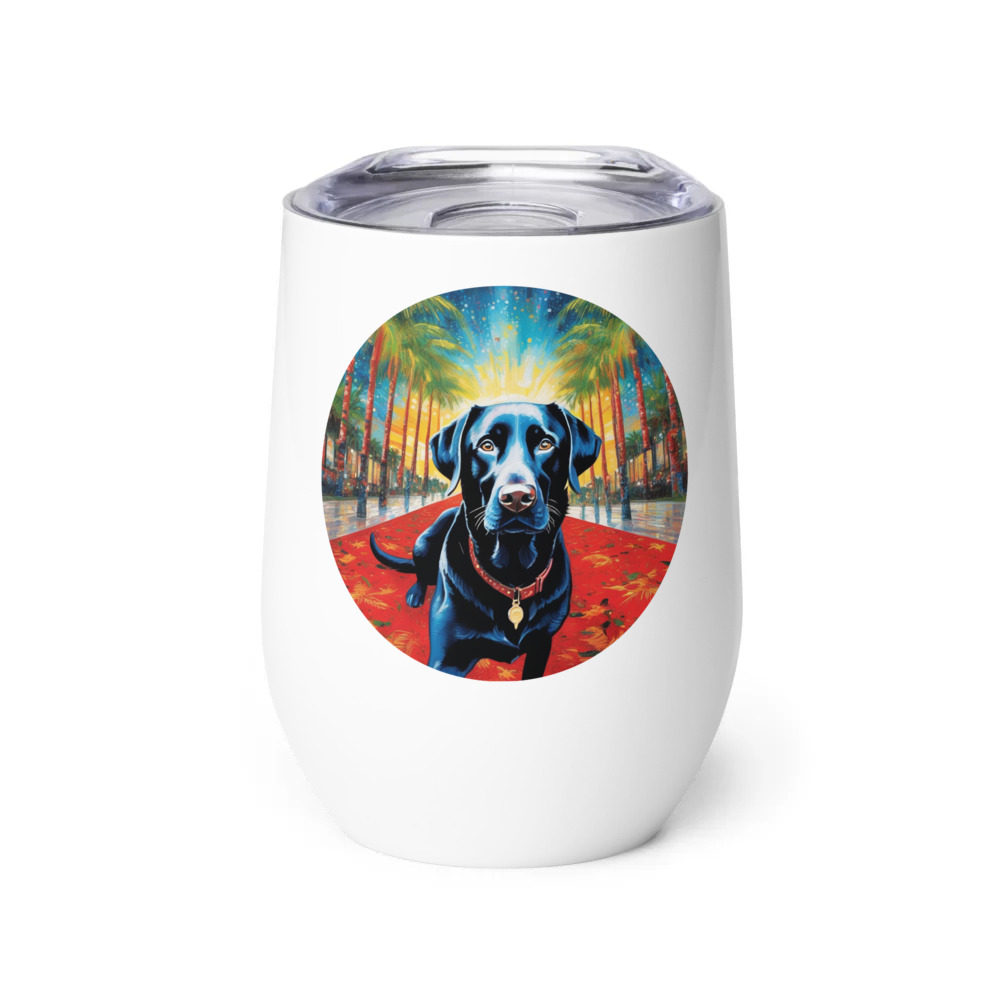 PugMug Custom Black Labrador Retriever Wine Tumbler