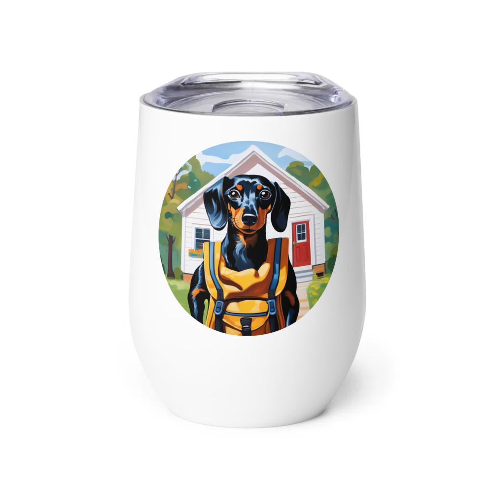 PugMug Custom Black Dachshund Wine Tumbler