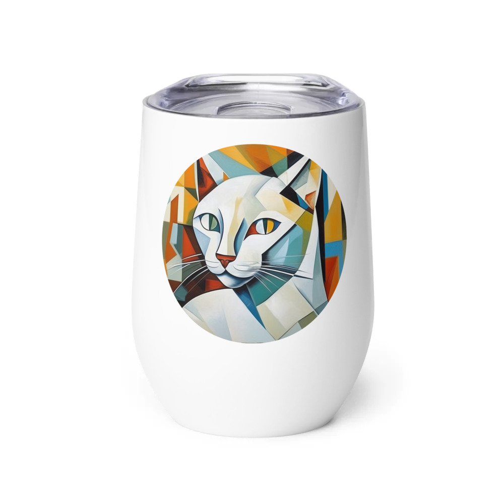 PugMug Custom White Companion Cat Wine Tumbler