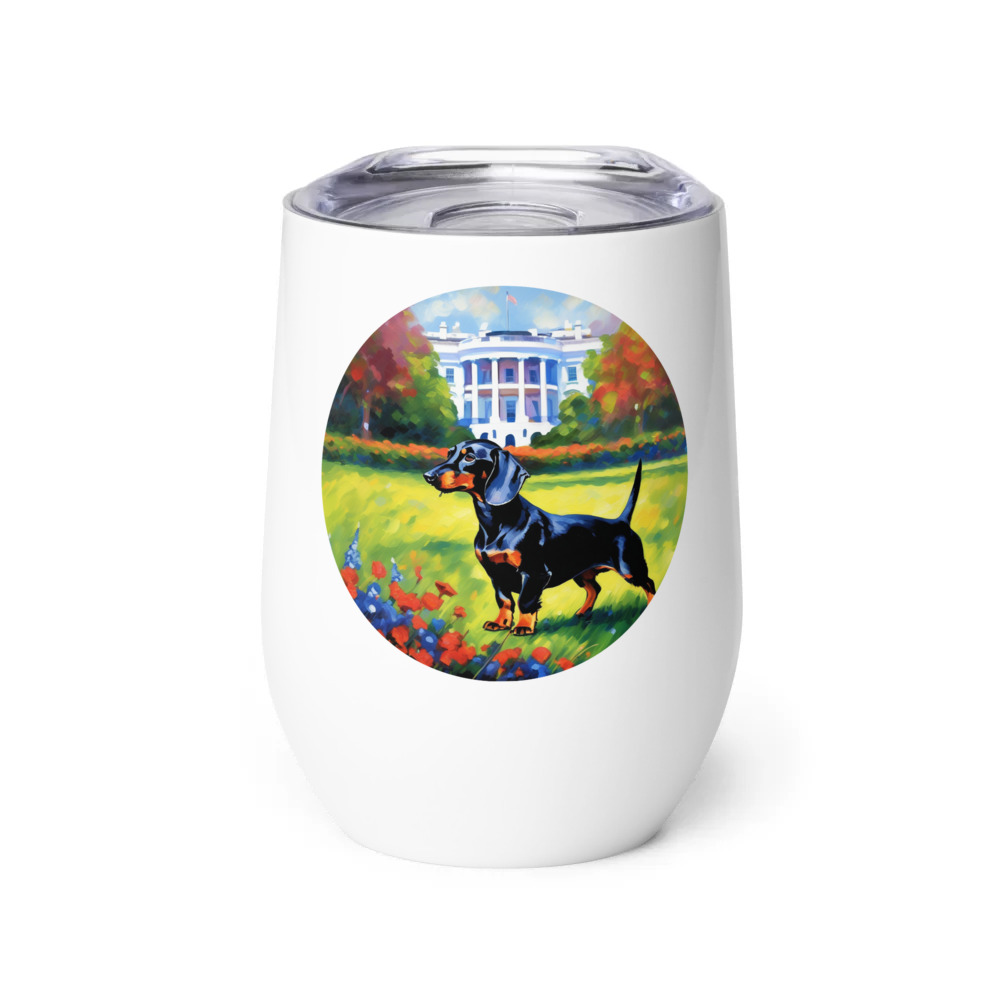 PugMug Custom Black Dachshund Wine Tumbler