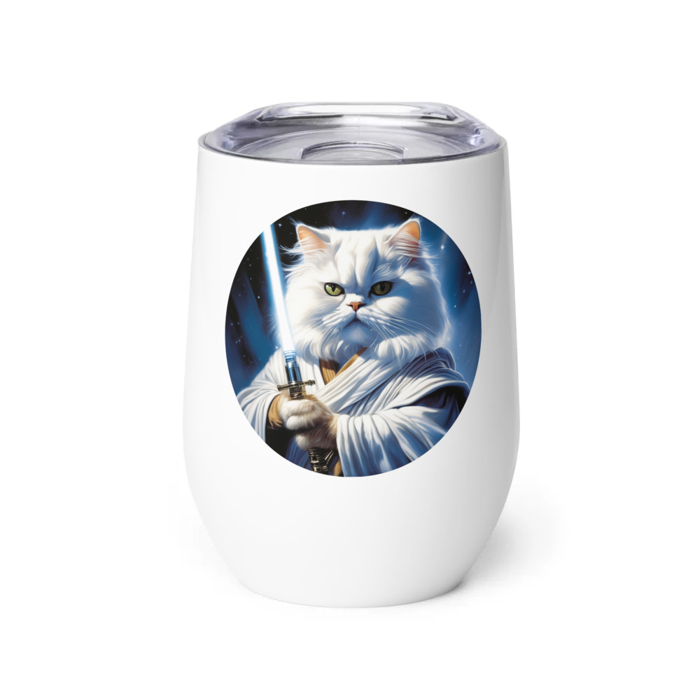 PugMug Custom White Persian Cat Wine Tumbler