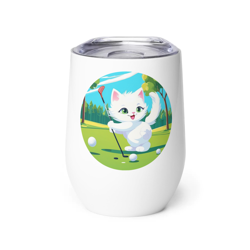 PugMug Custom White Companion Cat Wine Tumbler