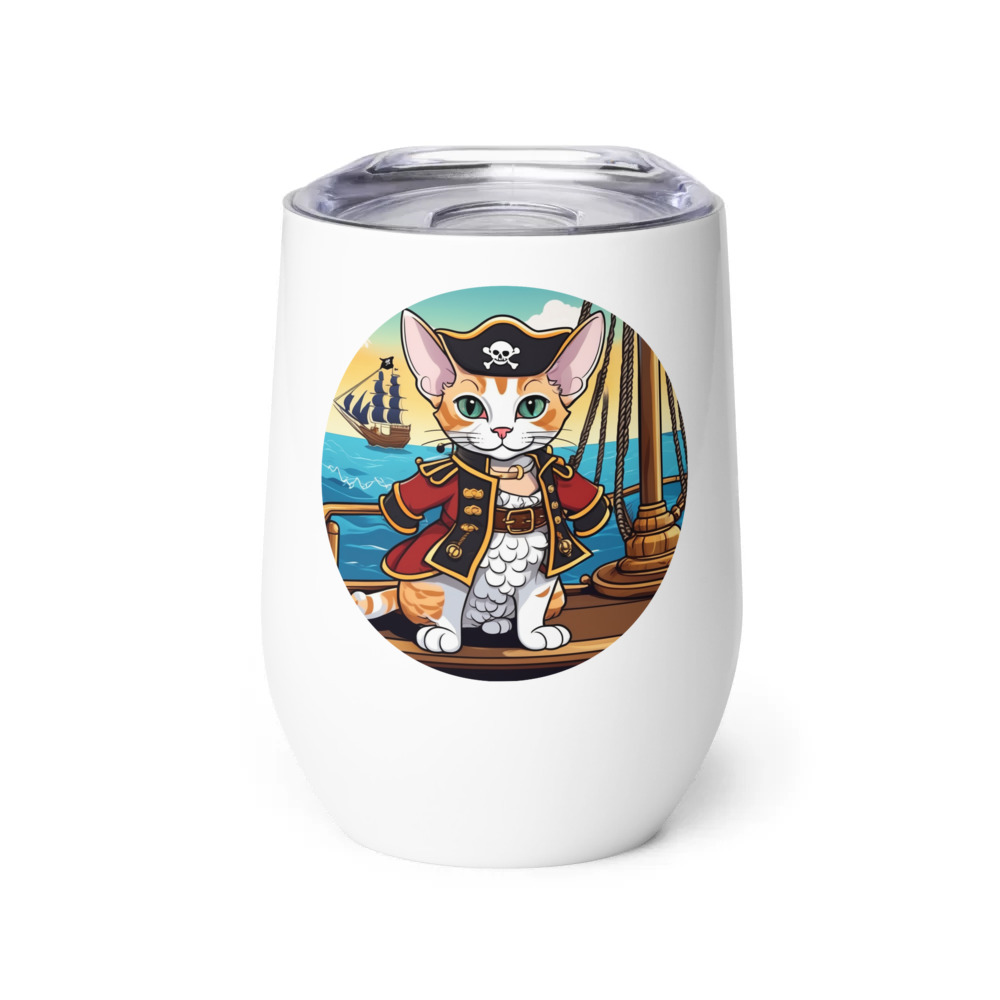 PugMug Custom Tabby Devon Rex Cat Wine Tumbler