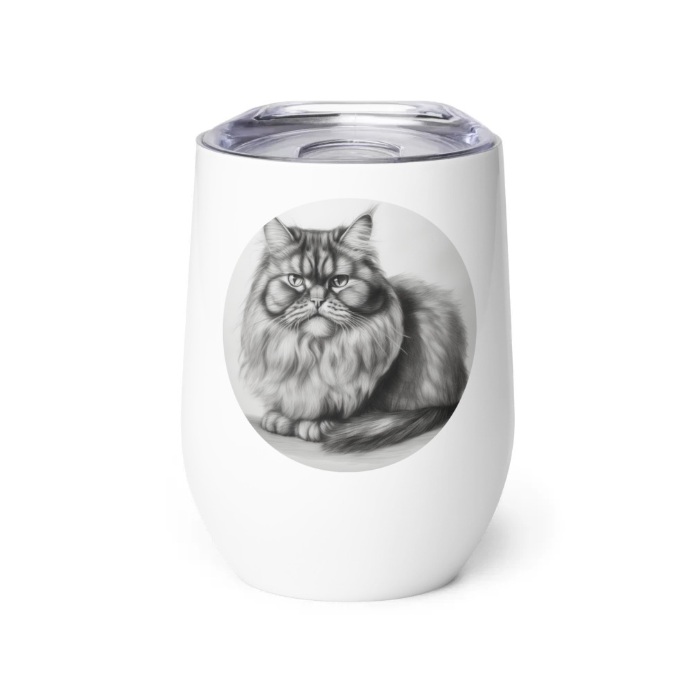 PugMug Custom Tabby Persian Cat Wine Tumbler