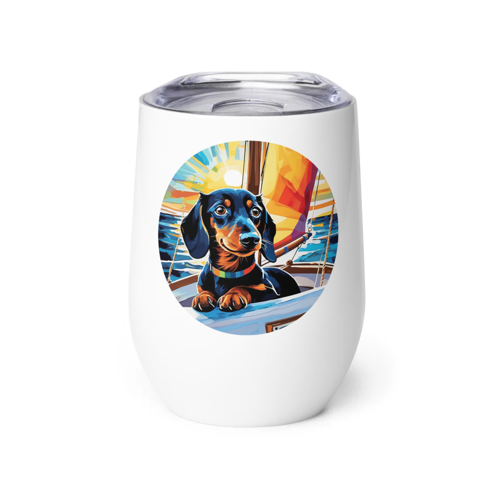 PugMug Custom Black Dachshund Wine Tumbler