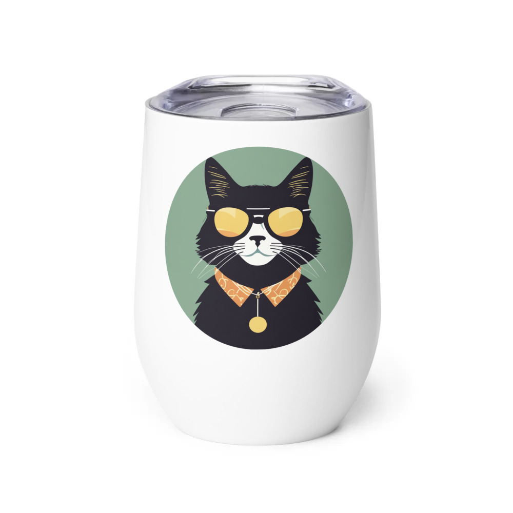 PugMug Custom Black Ragdoll Cat Wine Tumbler