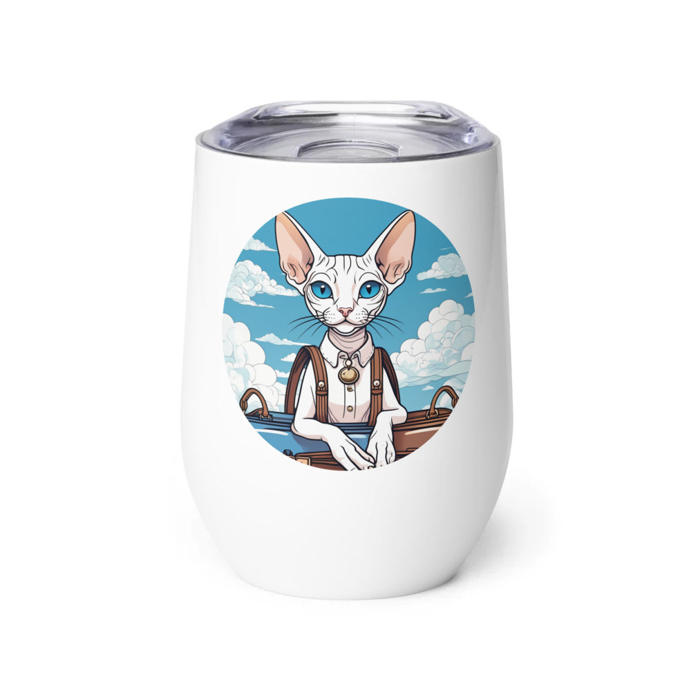 PugMug Custom White Sphynx Cat Wine Tumbler