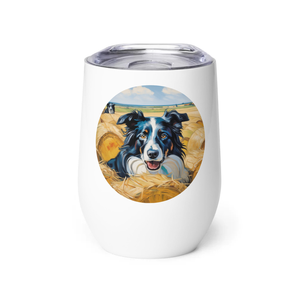 PugMug Custom Border Collie Wine Tumbler