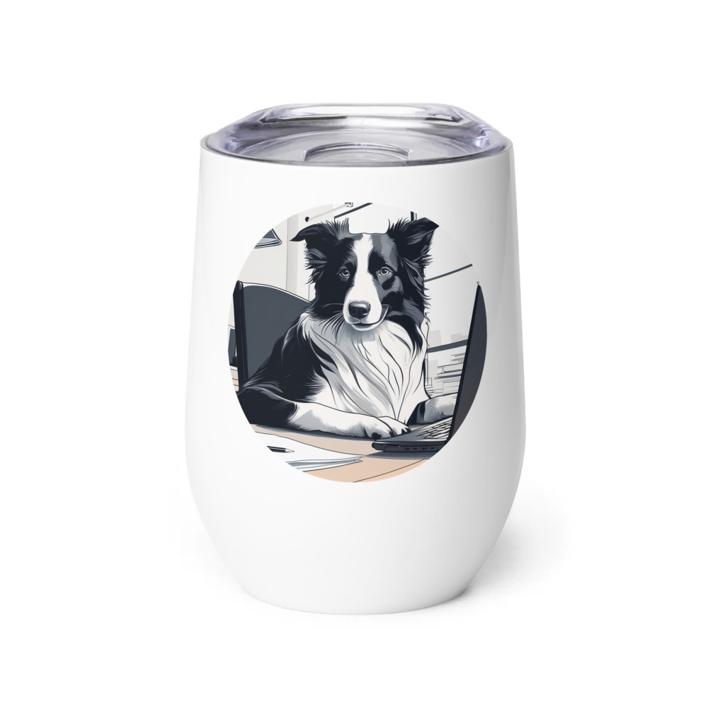 PugMug Custom Border Collie Wine Tumbler