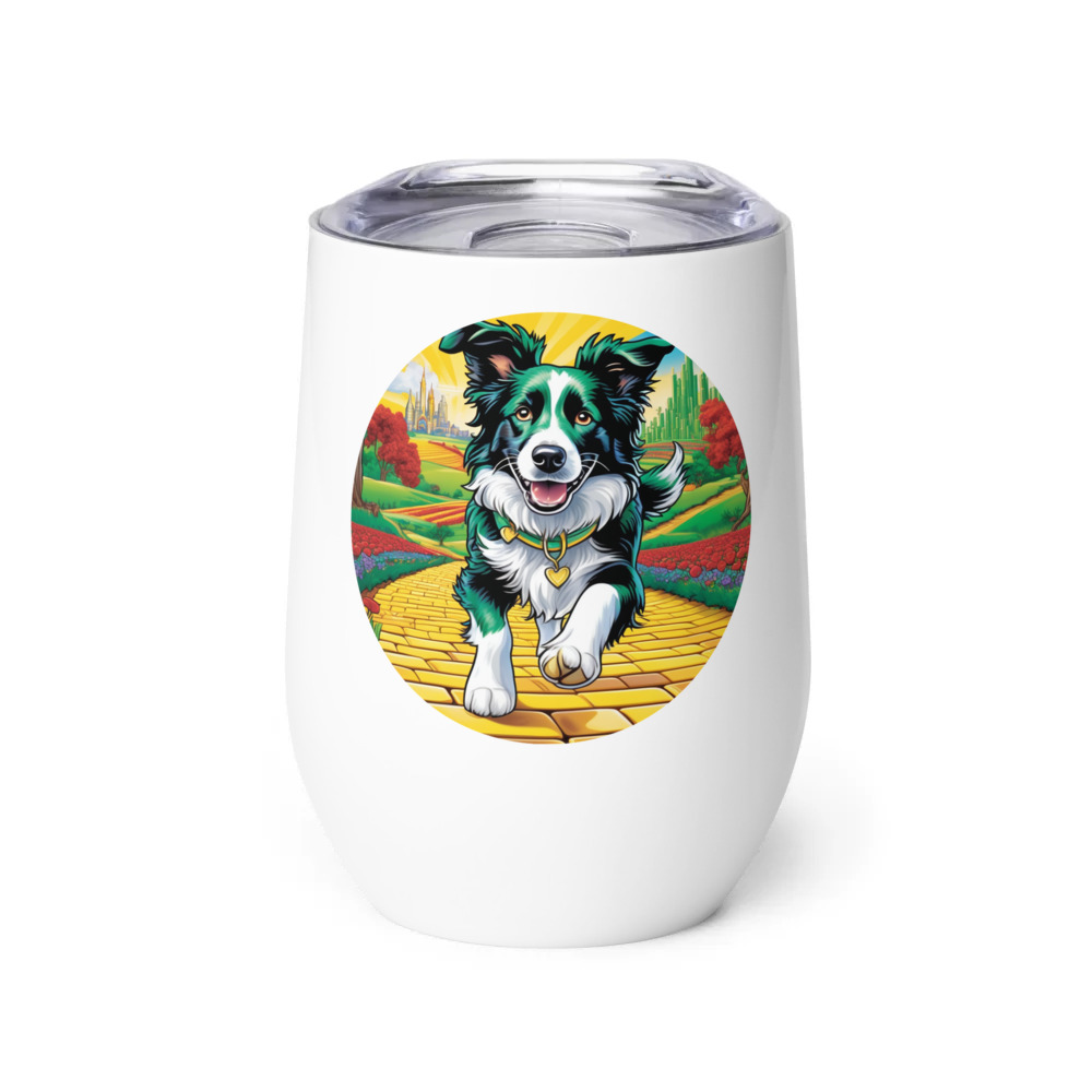 PugMug Custom Border Collie Wine Tumbler