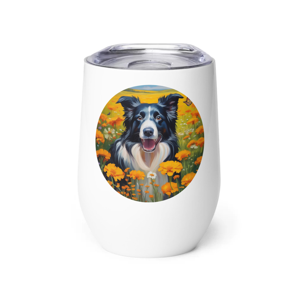 PugMug Custom Border Collie Wine Tumbler