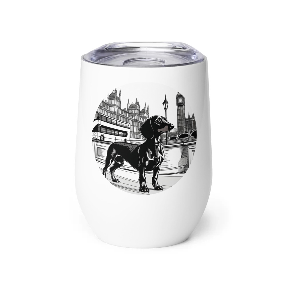 PugMug Custom Black Dachshund Wine Tumbler