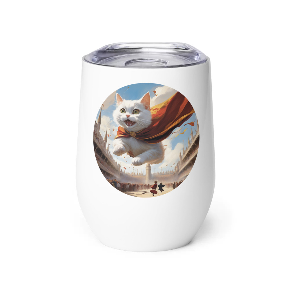 PugMug Custom White Companion Cat Wine Tumbler