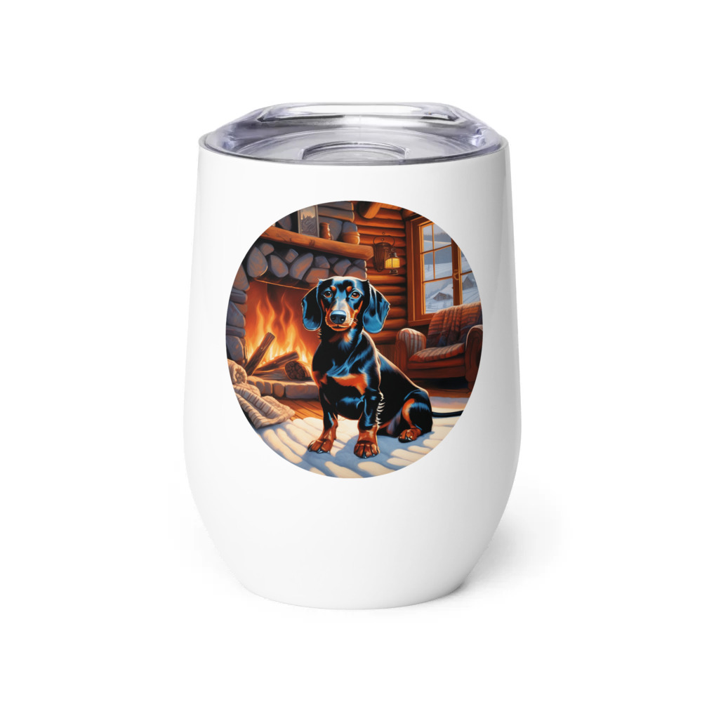 PugMug Custom Black Dachshund Wine Tumbler