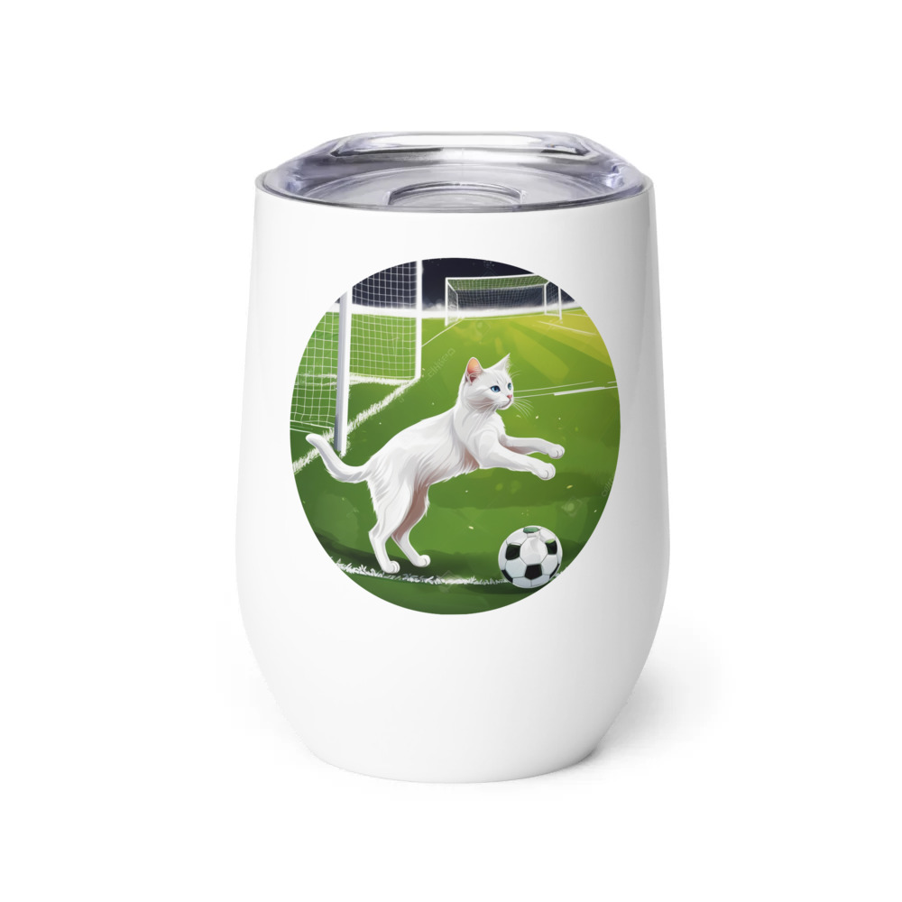 PugMug Custom White Companion Cat Wine Tumbler
