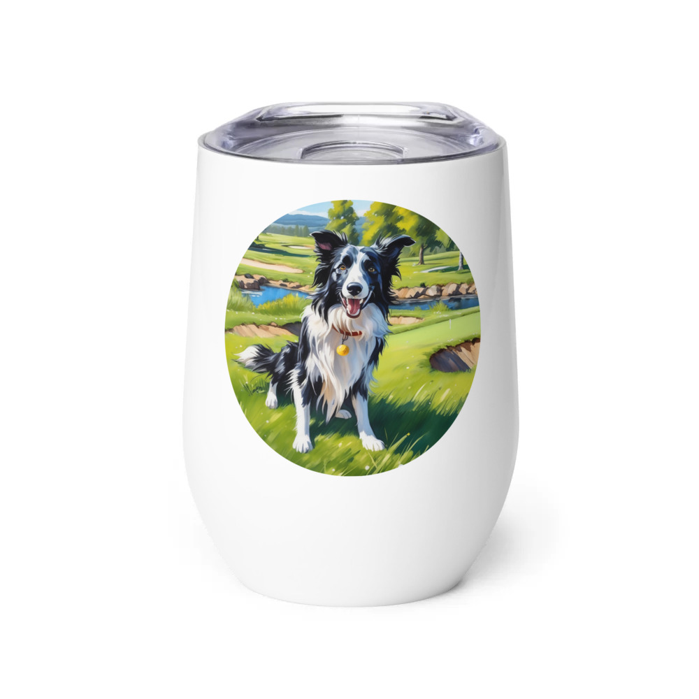 PugMug Custom Border Collie Wine Tumbler