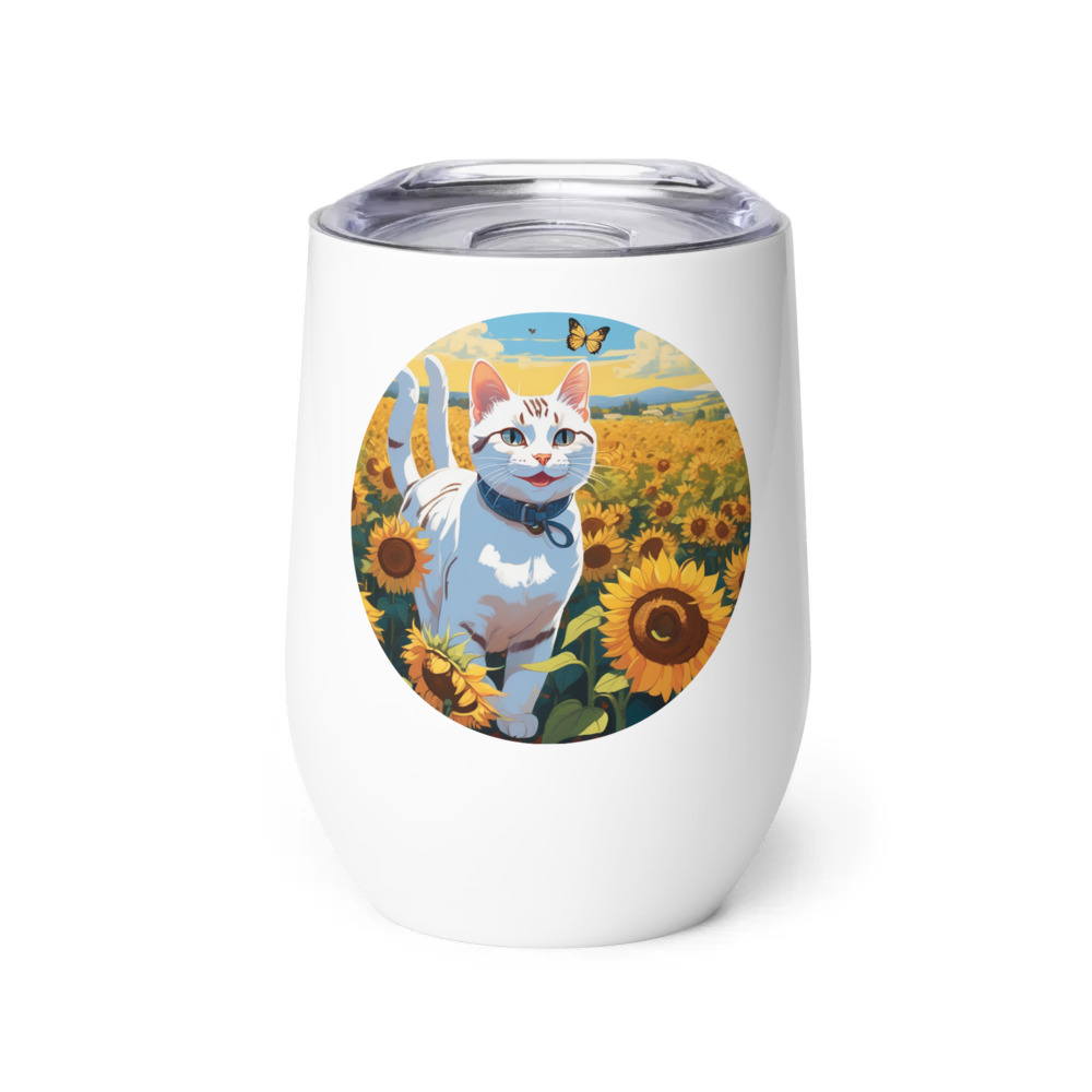 PugMug Custom White American Shorthair Cat Wine Tumbler