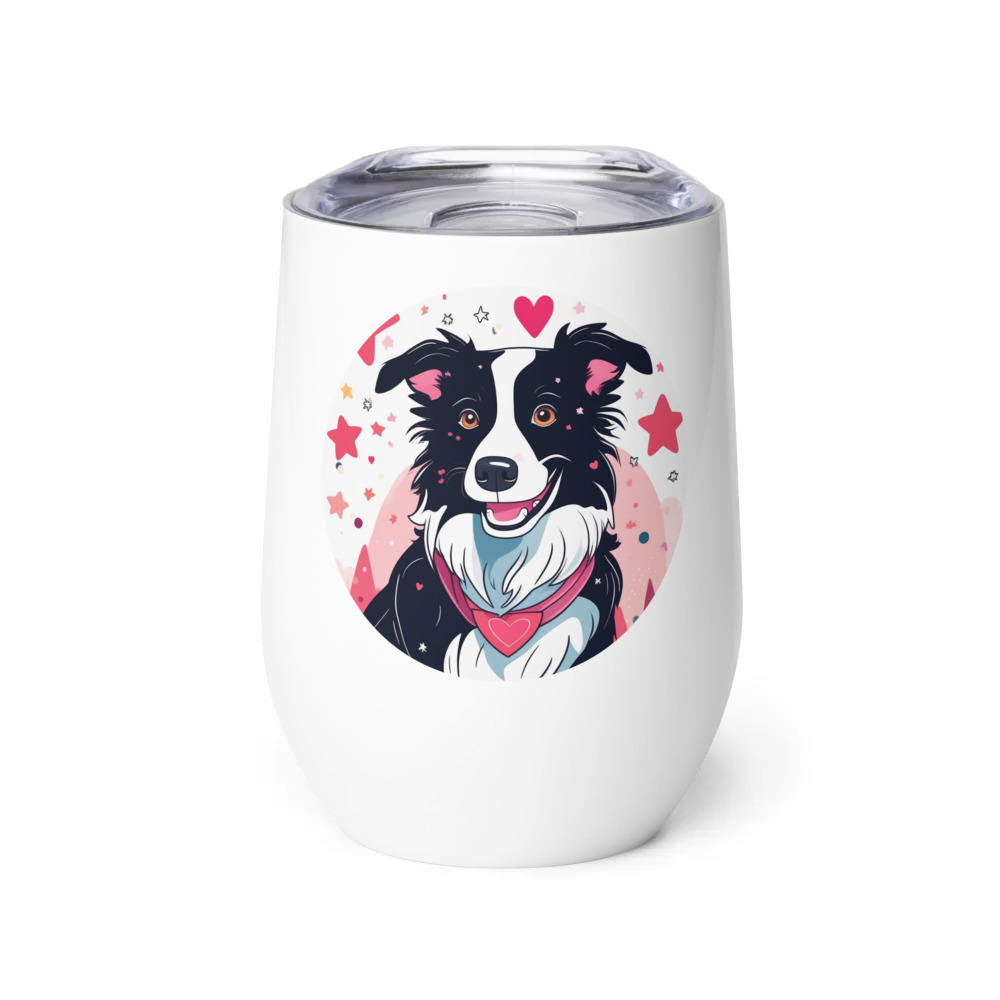 PugMug Custom Border Collie Wine Tumbler