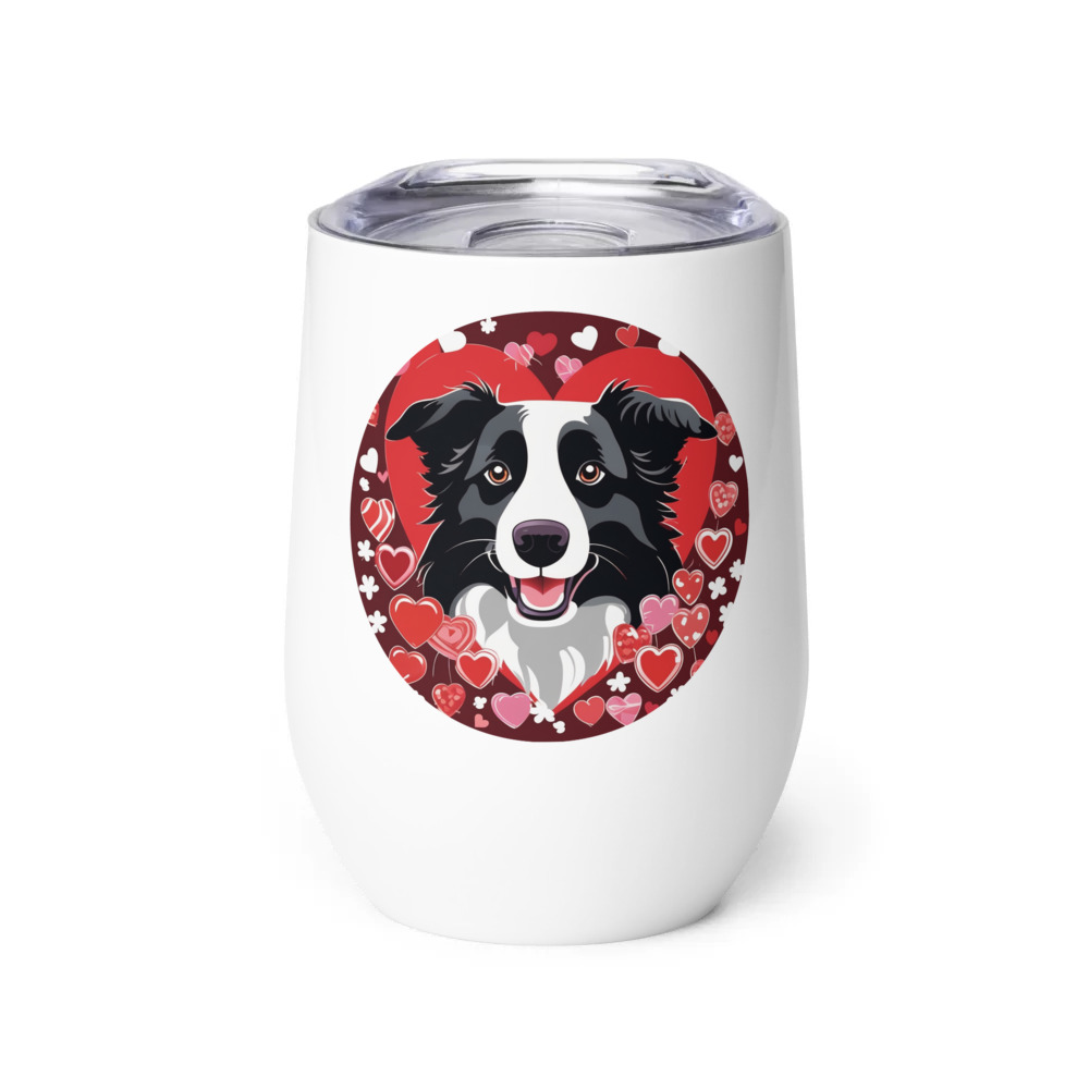 PugMug Custom Border Collie Wine Tumbler
