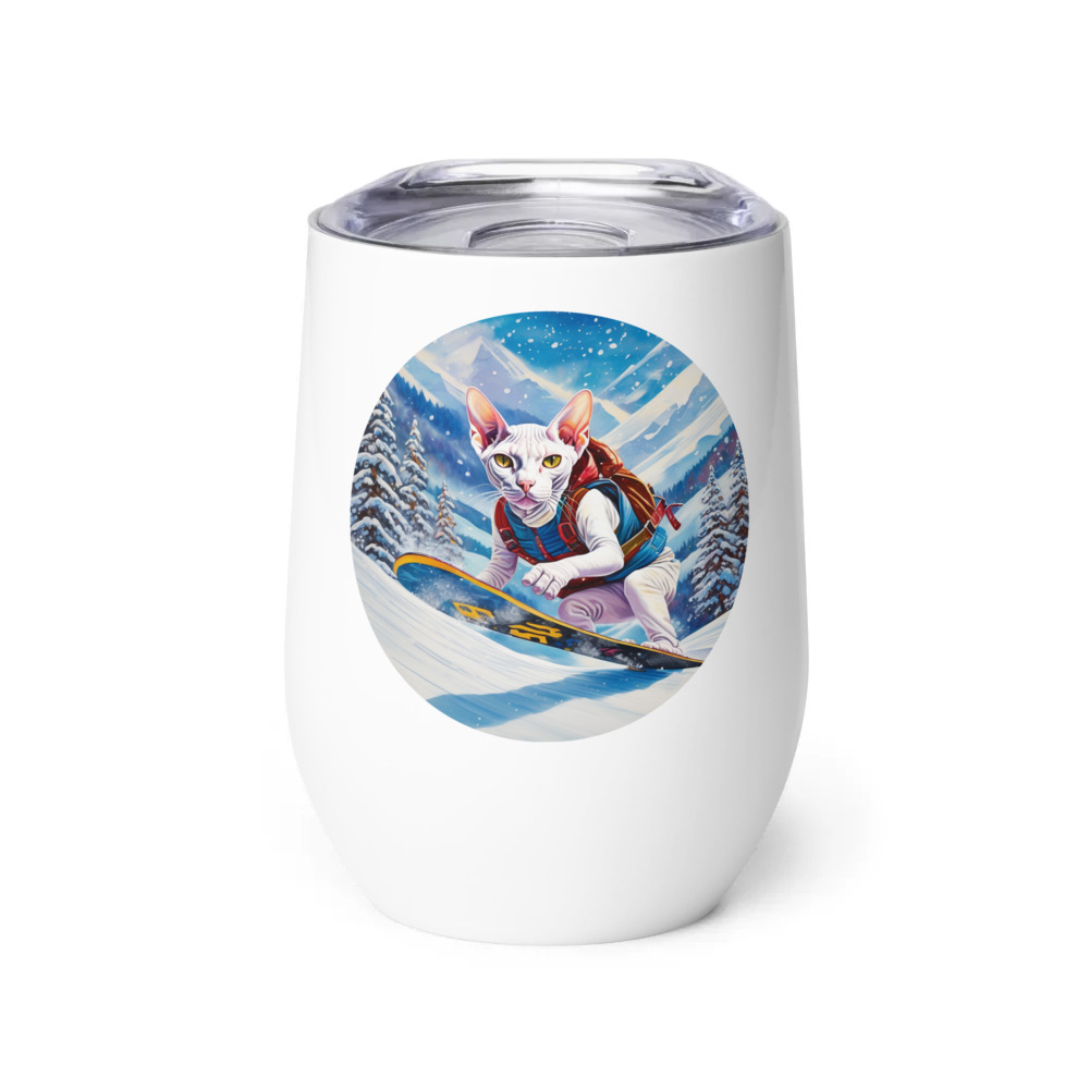 PugMug Custom White Sphynx Cat Wine Tumbler
