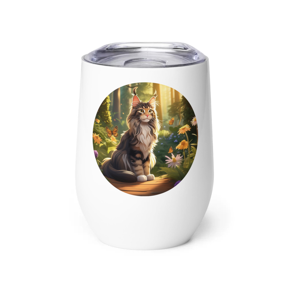 PugMug Custom Tabby Maine Coon Cat Wine Tumbler
