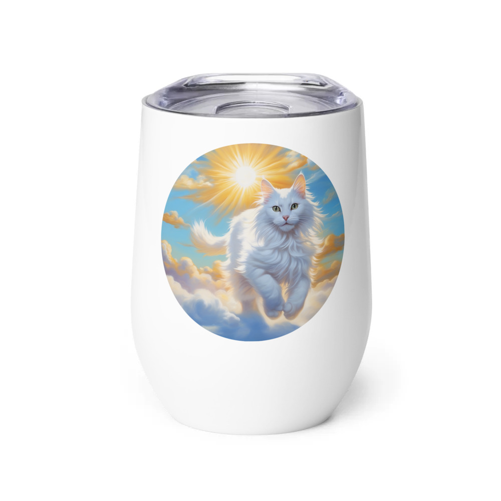 PugMug Custom White Companion Cat Wine Tumbler