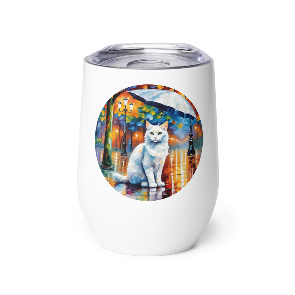 PugMug Custom White Companion Cat Wine Tumbler