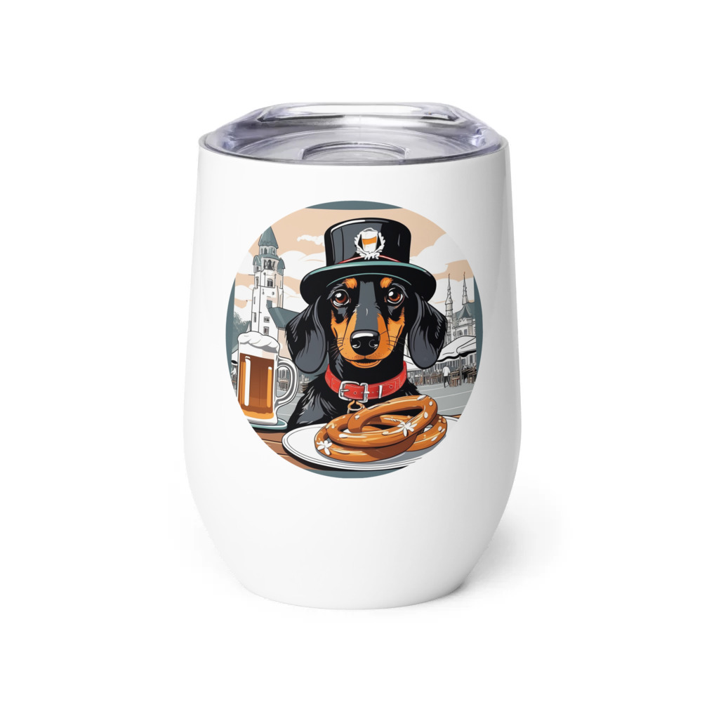 PugMug Custom Black Dachshund Wine Tumbler