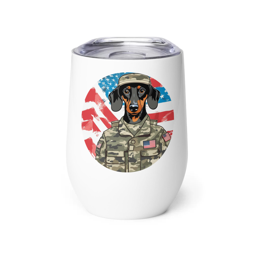 PugMug Custom Black Dachshund Wine Tumbler