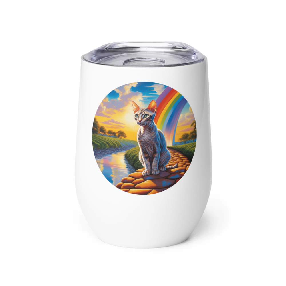 PugMug Custom Tabby Devon Rex Cat Wine Tumbler