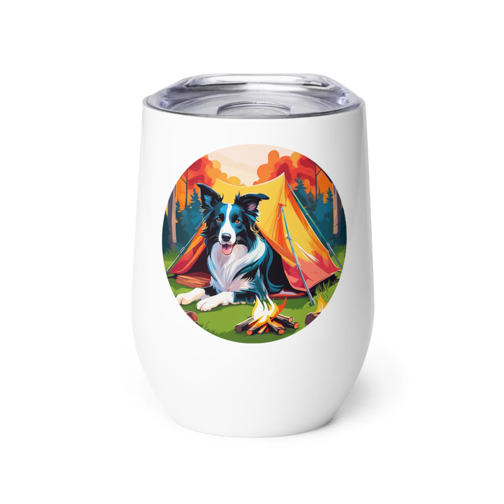 PugMug Custom Border Collie Wine Tumbler