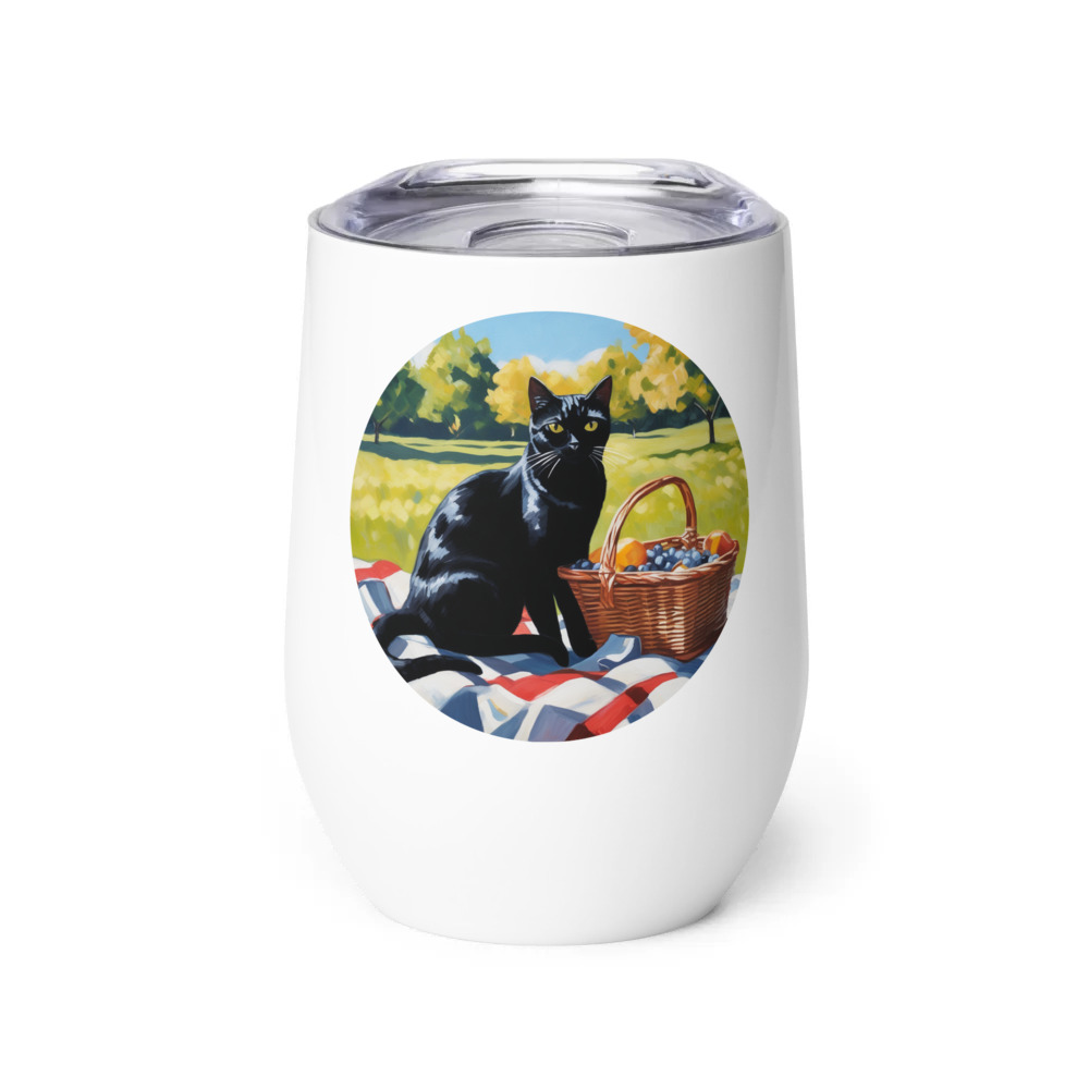 PugMug Custom Black American Shorthair Cat Wine Tumbler