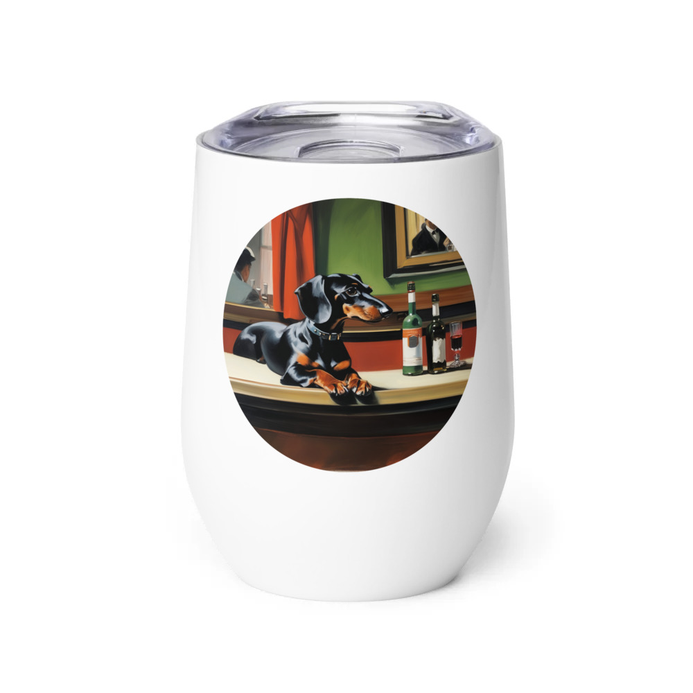 PugMug Custom Black Dachshund Wine Tumbler